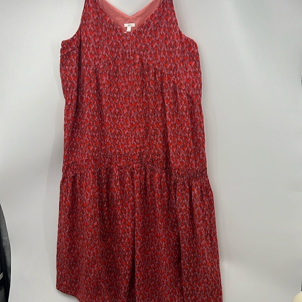 Joie large abstract print boho tiered red black maxi dress